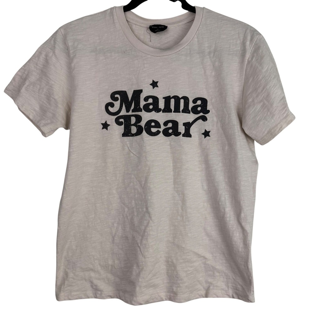 Blank‎ Paige Mama Bear Graphic T-Shirt Tan Slub Cotton SP474 Made in USA Small